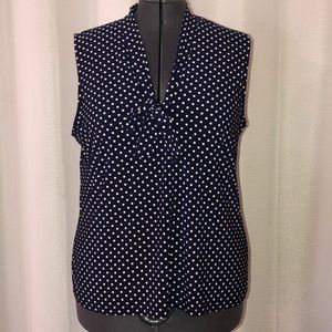 Anne Klein Navy Polka Dot Sleeveless Top